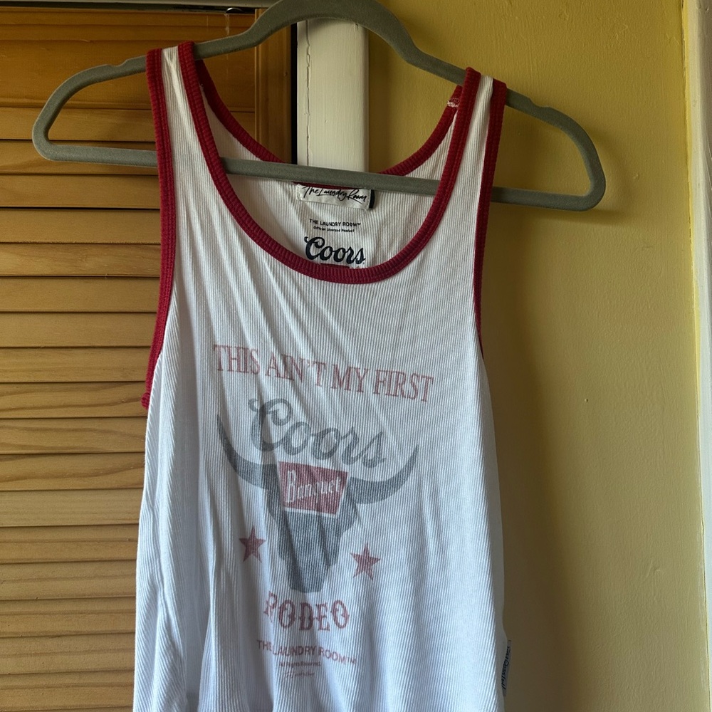 The Laundry Room White and Red Coors Tank